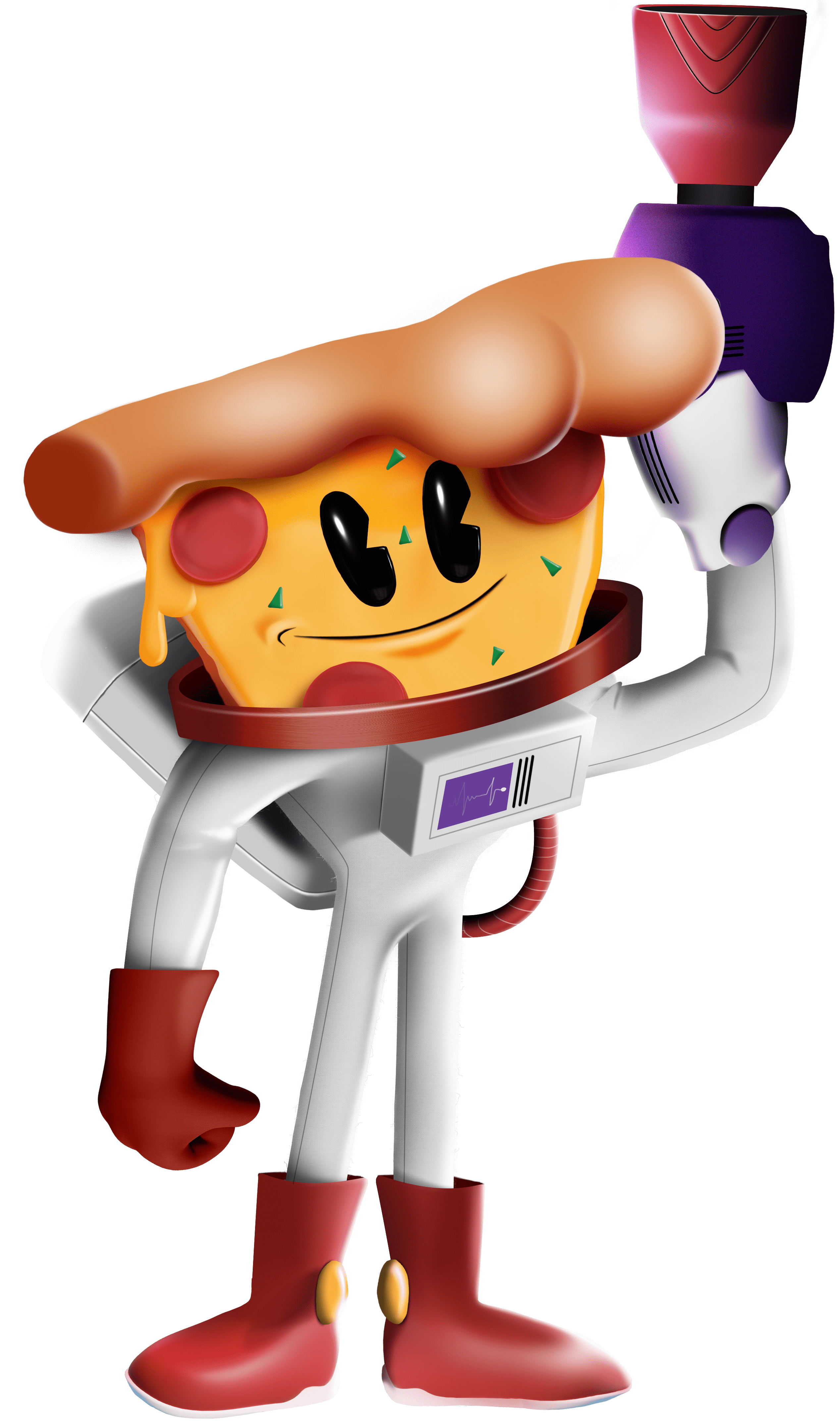 <p>It's time to meet the main character of Planett Pizza's culinary odyssey: Slicy. He wanders the Pizza Galaxy with a sole purpose: To show every single species across the entire galaxy which one is the best pizza in the universe. There's only one right answer, of course: Planett Pizza's pizza!</p><p>He also always carries his Pepperoni gun with him. You know, so if someone's not really believing what he's saying, he can just make pepperonis out of thin air and distribute them to help him make his point! 100% rate of success, so far.</p>